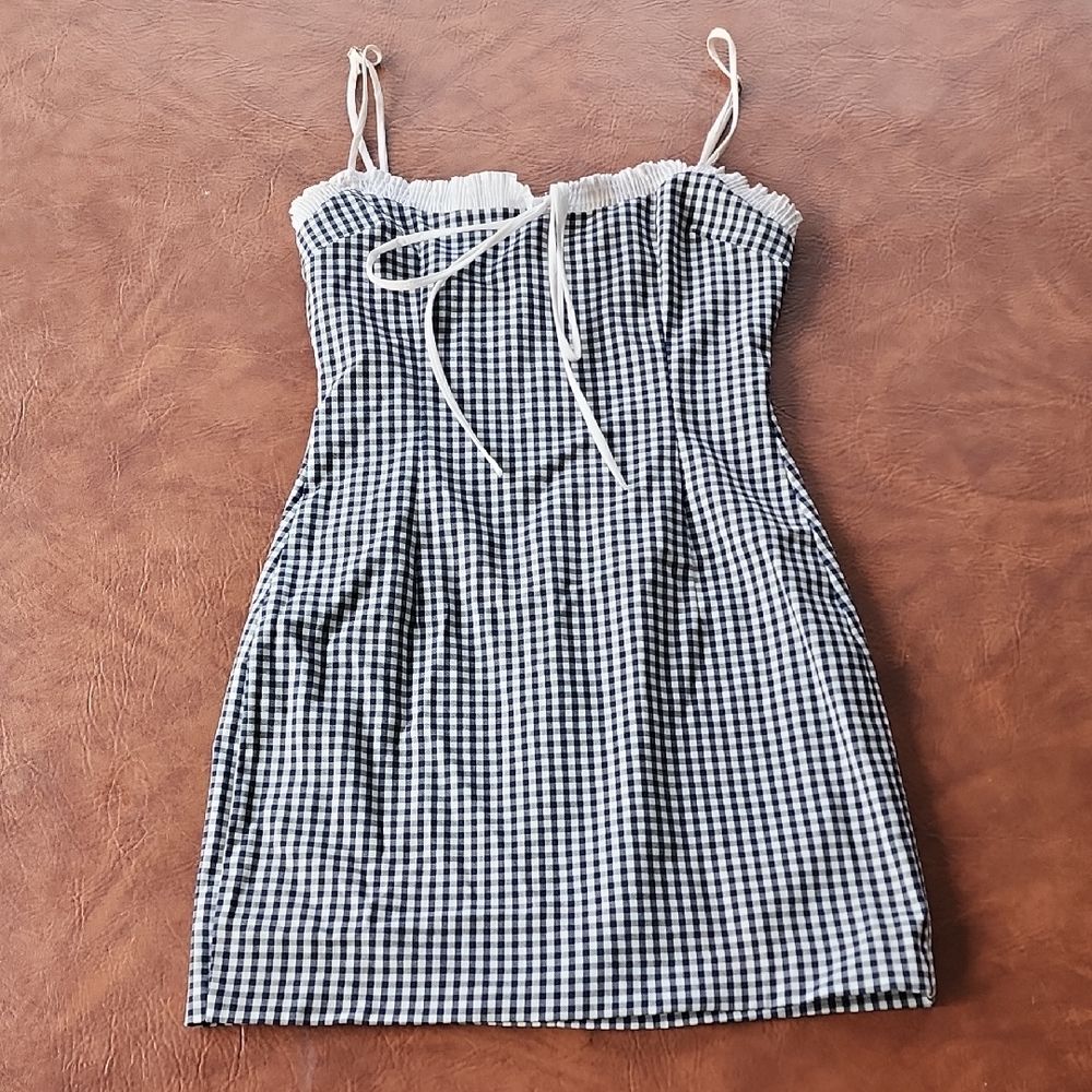 Zara Black and White Gingham Mini Dress